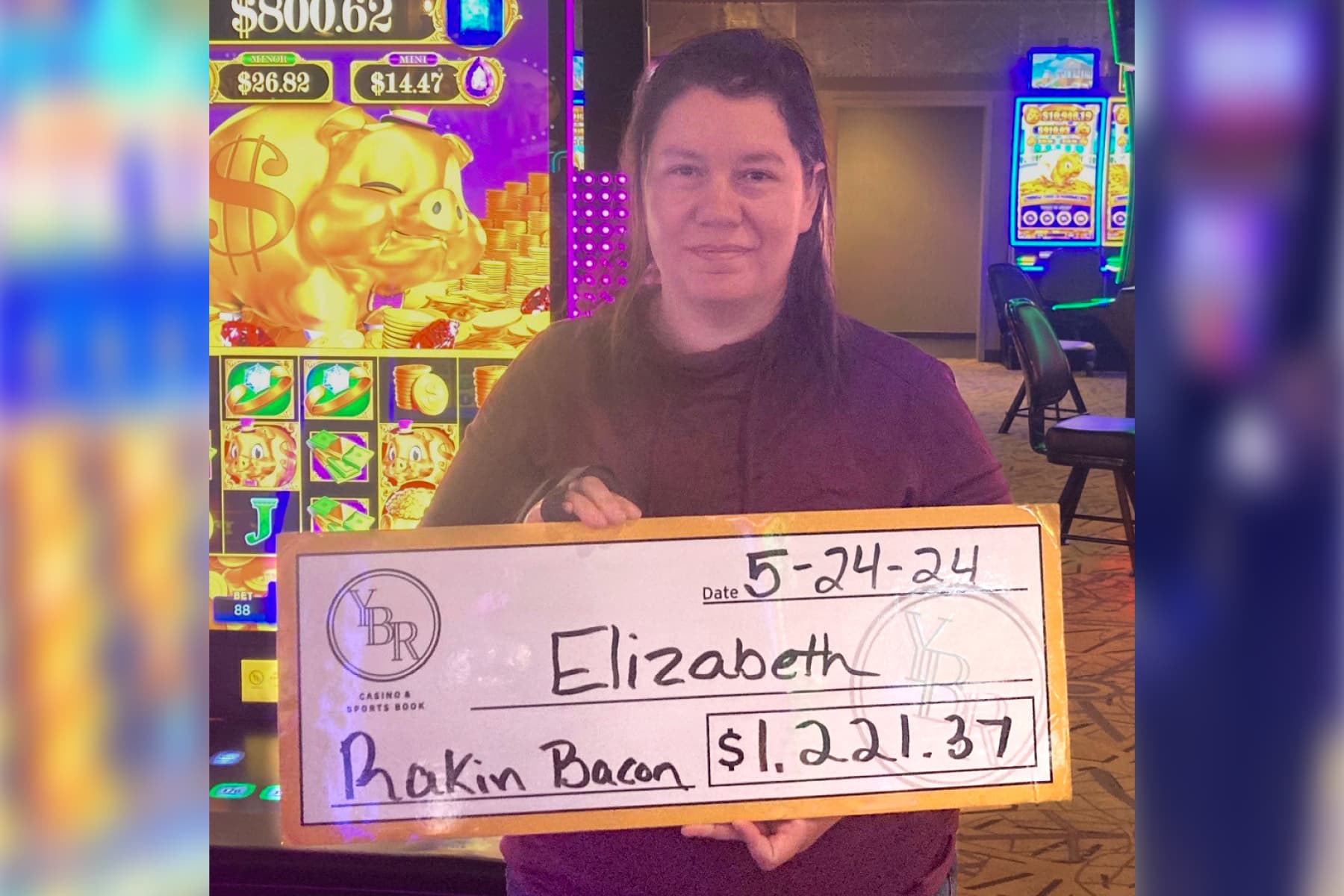 Elizabeth won $1,221