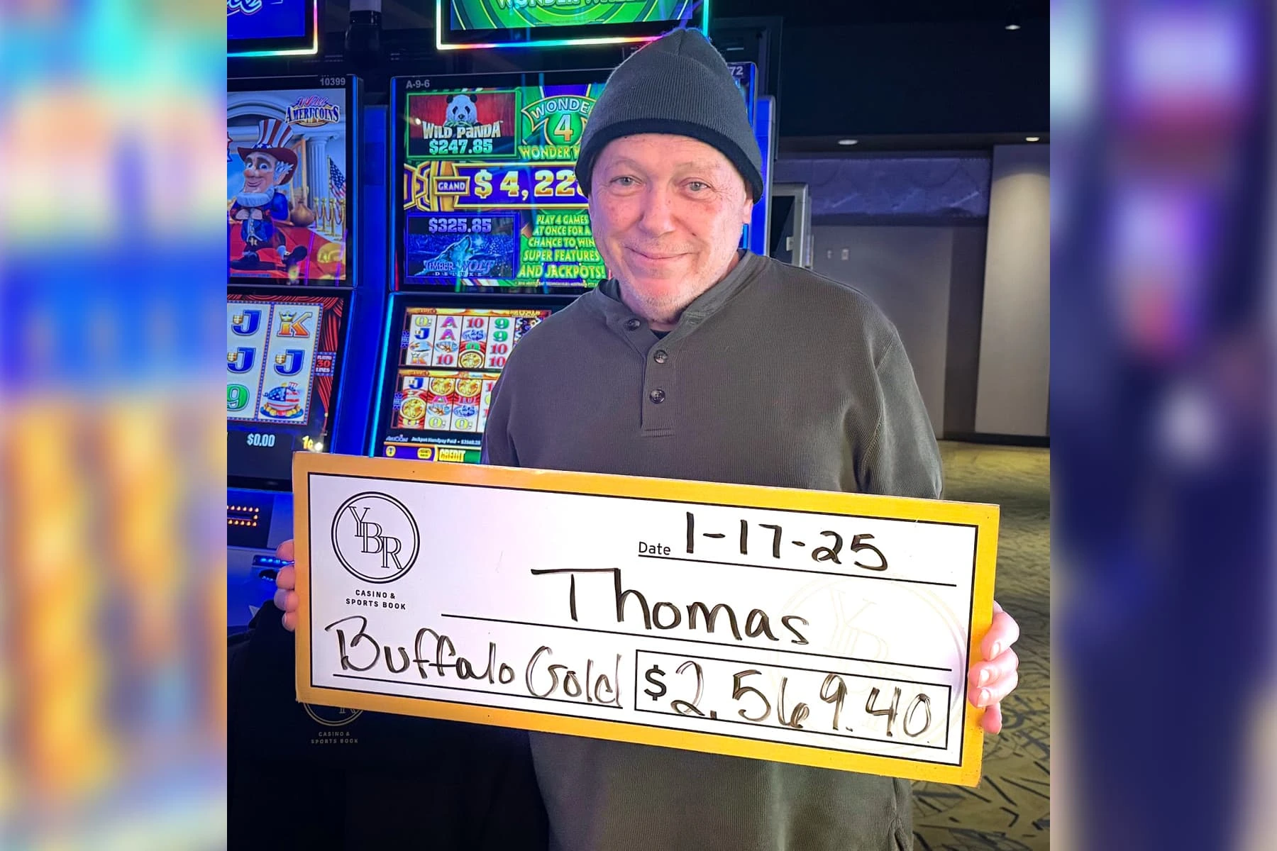 Thomas won $2,569